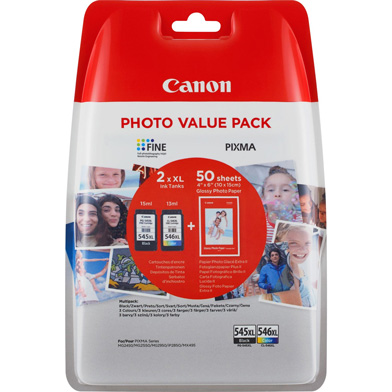 Canon PG-545XL/CL-546XL Ink Cartridge Multipack CMY (300 Pages) K (400 Pages)
