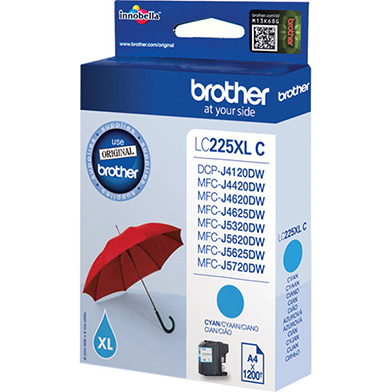 Brother LC225XLC XL Cyan Ink Cartridge (1,200 Pages)