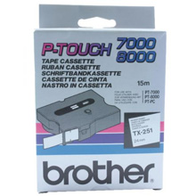 Brother TX251 TX-251 24mm Labelling Tape (BLACK ON WHITE)