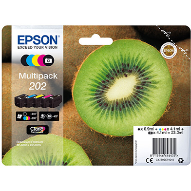 Epson 202 Claria Premium Ink Multipack CMY (300 Pages) K (250 Pages) Photo Black (400 Pages)