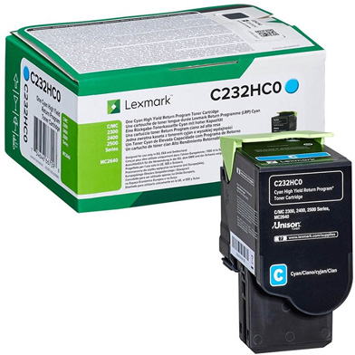 Lexmark C232HC0 Cyan High Yield Return Programme Toner Cartridge (2,300 Pages)