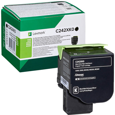 Lexmark C242XK0 Black Extra High Yield Return Program Toner Cartridge (6,000 Pages)