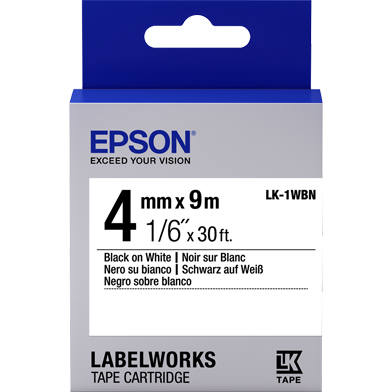Epson LK-1WBN Standard Label Cartridge (Black/White) (4mm x 9m)