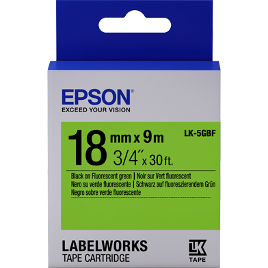Epson LK-5GBF Fluorescent Label Cartridge (Black/Green) (18mm x 9m)
