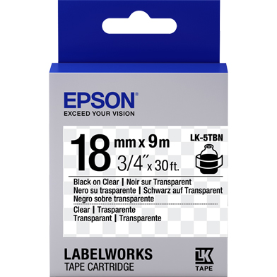 Epson C53S655008 LK-5TBN Transparent Label Cartridge (Black/Transparent) (18mm x 9m)