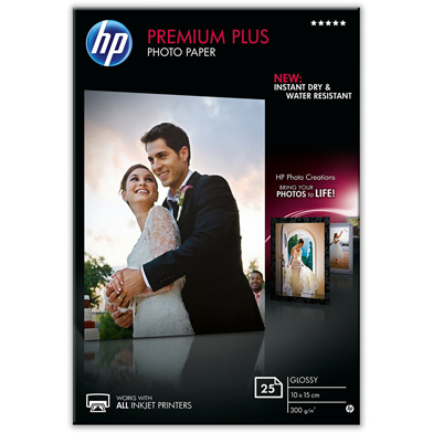 HP CR677A Premium Plus Glossy Photo Paper - 300gsm (25 Sheets / 10 x 15 cm)