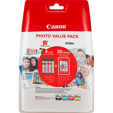 Canon CLI-581 High Yield CMYK Ink Cartridge + Photo Paper Value Pack