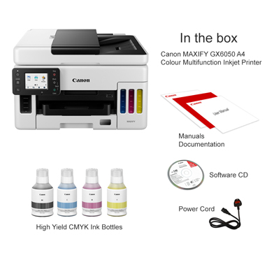 Canon MAXIFY GX6050 MegaTank A4 Colour Multifunction Inkjet Printer ...