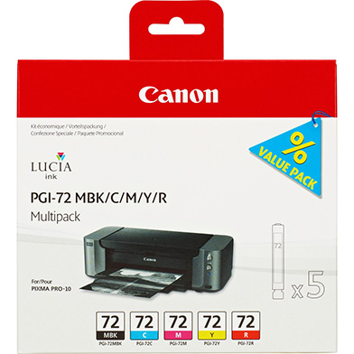 Canon 6402B009 PGI-72 5 Ink Cartridge Multipack (MBK + C + M + Y + R)