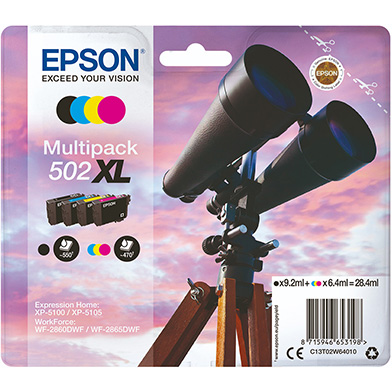 Epson 502XL Ink Cartridge Multipack CMY (470 Pages) K (550 Pages)
