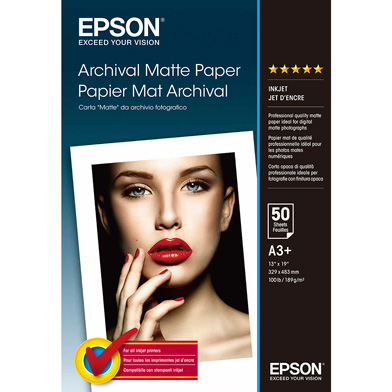 Epson C13S041340 Archival Matte Paper - 189gsm (A3+ / 50 Sheets)