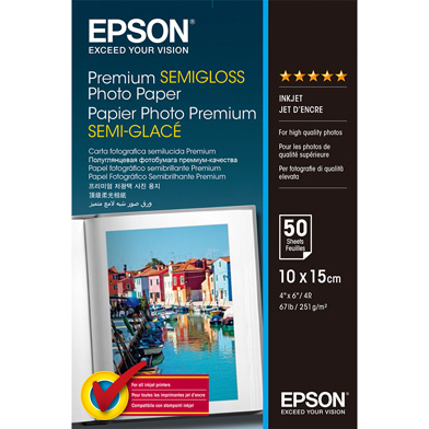 Epson C13S041765 Premium Semi-Gloss Photo Paper - 251gsm (10 x 15cm / 50 Sheets)