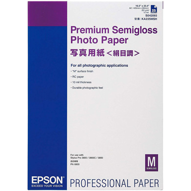 Epson C13S042093 Premium Semi-Gloss Photo Paper - 250gsm (A2 / 25 Sheets)