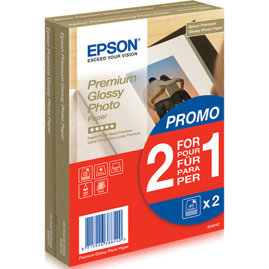 Epson C13S042167 Premium Glossy Photo Paper - 255gsm (10 x 15cm / 2 x 40 Sheets)