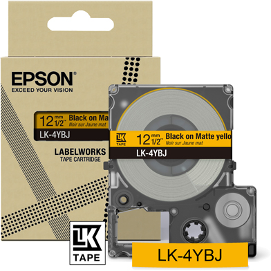 Epson C53S672074 LK-4YBJ Matte Label Cartridge (Yellow/Black) (12mm x 8m)