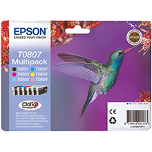 Epson T0807 6-Colour Ink Cartridge Multipack (6 x 7.4ml)