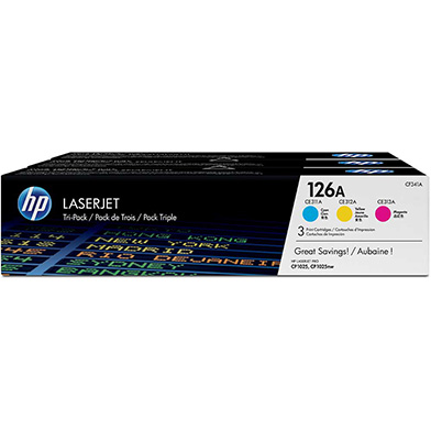 HP 126A Toner Cartridge Tri-Pack CMY (1,000 Pages)