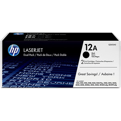 HP 12A Dual Pack Black Toner Cartridge (2 x 2,000 Pages)