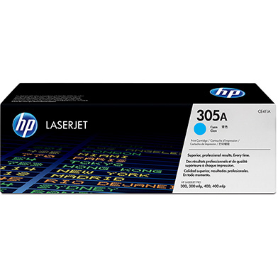 HP CE411A 305A Cyan Toner Cartridge (2,600 Pages)