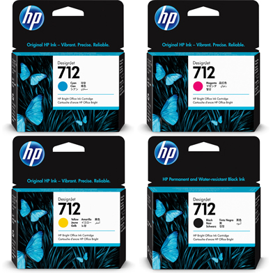 HP  712 DesignJet Ink Cartridge Value Pack CMY (29ml) K (80ml)