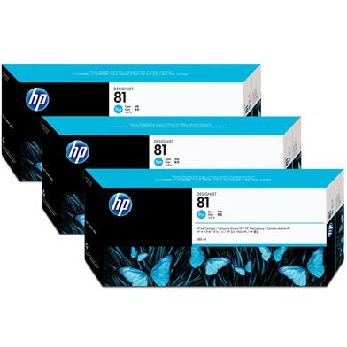 HP C5067A 81 3-Pack Cyan Dye Ink Cartridges (680ml)