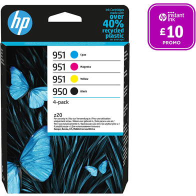 HP 950/951 Ink Cartridge 4-Pack CMY (700 Pages) K (1,000 Pages)
