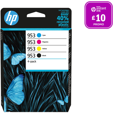 HP 953 Ink Cartridge 4-Pack CMY (630 Pages) K (900 Pages)