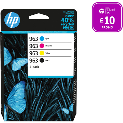 HP 963 Ink Cartridge 4-Pack CMY (700 Pages) K (1,000 Pages)
