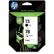 HP No.15 Black Ink Cartridge (25ml) + No.78 TriColour Ink Cartridge (19ml)
