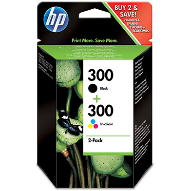 HP No.300 Black/Tri-Colour Ink Cartridges CMY (165 Pages) K (200 Pages)