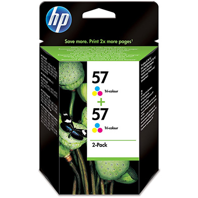 HP C9503AE No.57 Tri-Colour Print Cartridge (2 Pack)