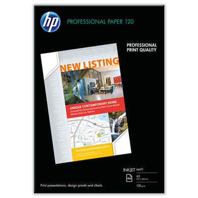 HP Professional Inkjet Matte Paper - 120gsm (100 Sheets / A3 / 297 x 420 mm)