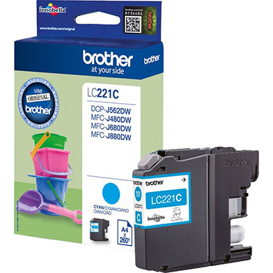 Brother LC221C Cyan Ink Cartridge (260 Pages)