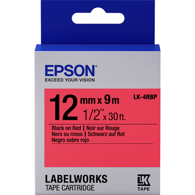 Epson C53S654007 LK-4RBP Pastel Label Cartridge (Black/Red) (12mm x 9m)
