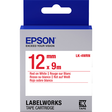 Epson C53S654011 LK-4WRN Standard Label Cartridge (Red/White) (12mm x 9m)