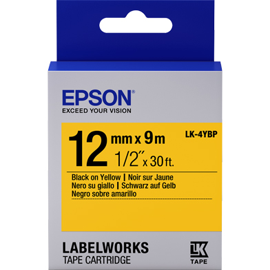 Epson C53S654008 LK-4YBP Pastel Label Cartridge (Black/Yellow) (12mm x 9m)