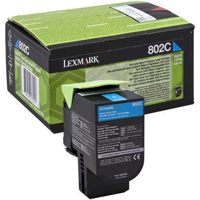 Lexmark 80C20C0 802C Cyan RP Toner Cartridge (1,000 Pages)