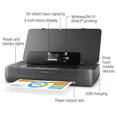 HP OfficeJet 200 A4 Colour Mobile Inkjet Printer - CZ993A