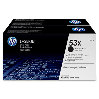 HP Q7553XD 53X High Yield Black Toner Cartridge Multipack (2 x 7,000 Pages)