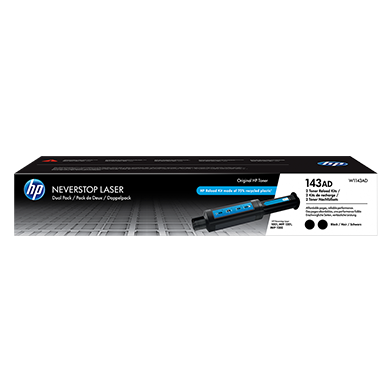 HP W1143AD 143AD Dual Pack Black Original Neverstop Laser Toner Reload Kit (2 x 2,500 Pages)