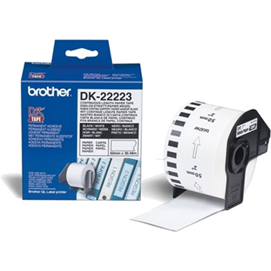 Brother DK-22223 50mm Continuous Paper Label Roll (BLACK ON WHITE)