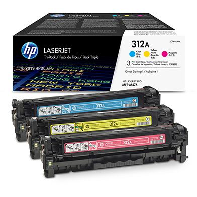 HP CF440AM 312A Tri-Pack Toner Cartridges CMY (2,700 Pages)