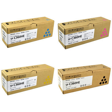 Ricoh SPC360HE Toner Cartridge Value Pack CMY (5,000 Pages) K (7,000 Pages)