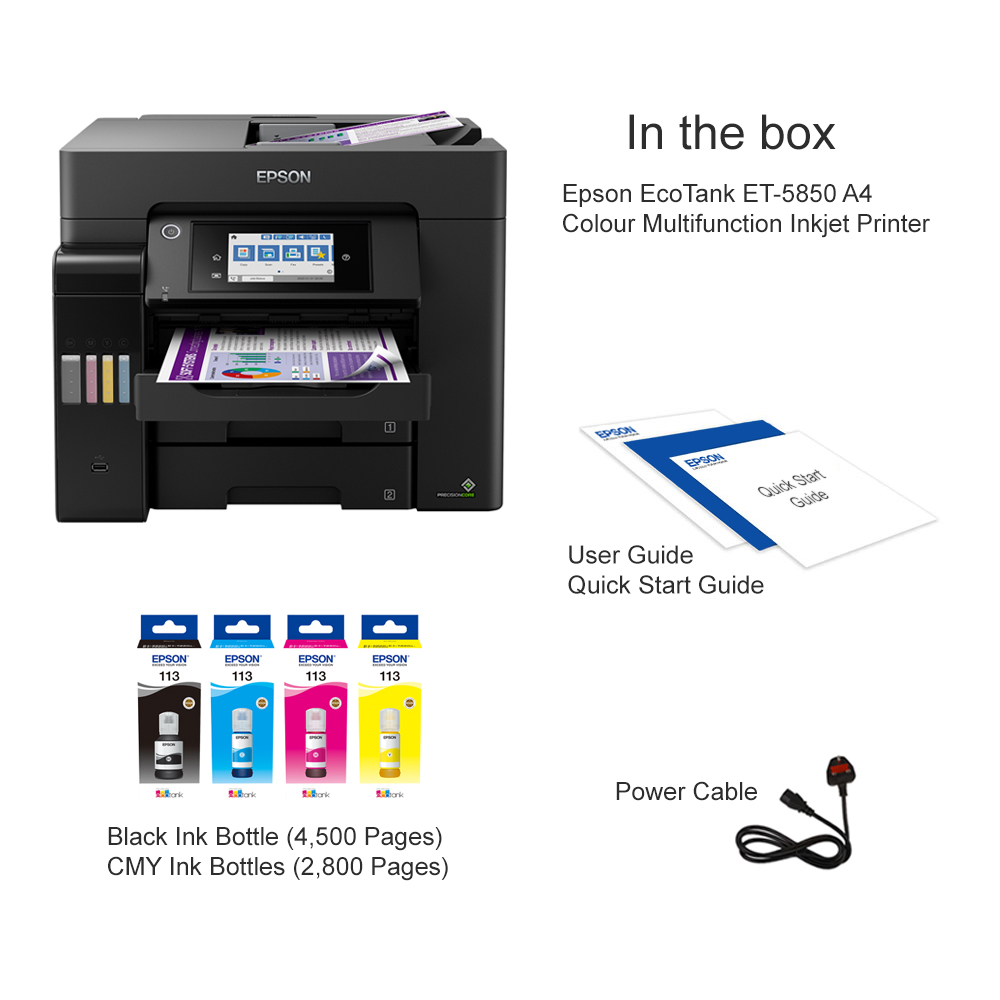 Epson Ecotank Et 5850 A4 Colour Multifunction Inkjet Printer C11cj29401ca 2076