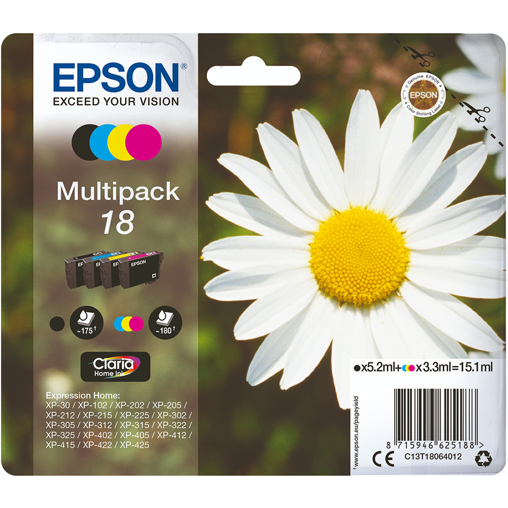 Epson 18 Ink Multipack CMY K (175 Pages)